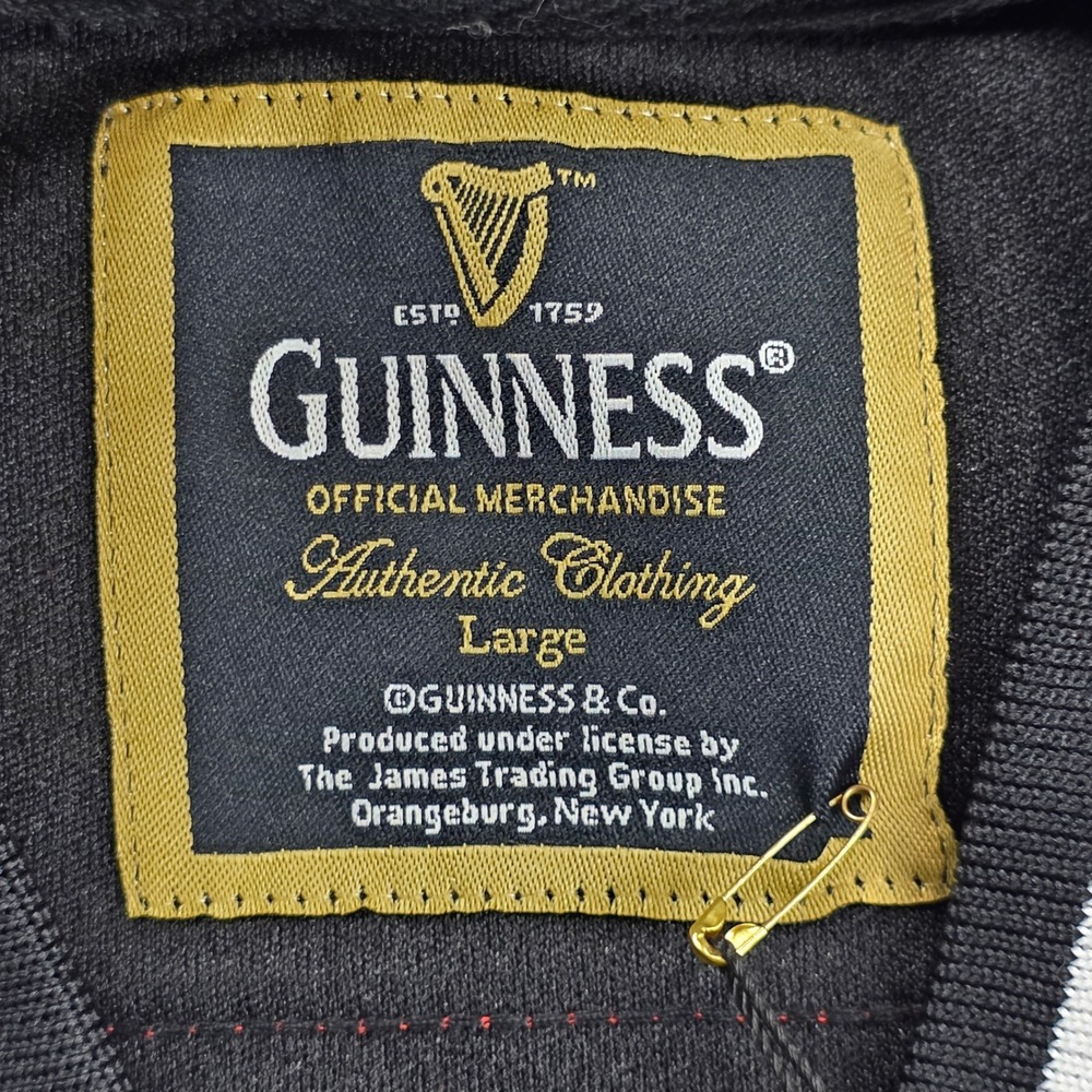 NEW Guinness Hockey Jersey Men Large Black Red White Lace Up G3003-L Embroidered - Picture 8 of 13